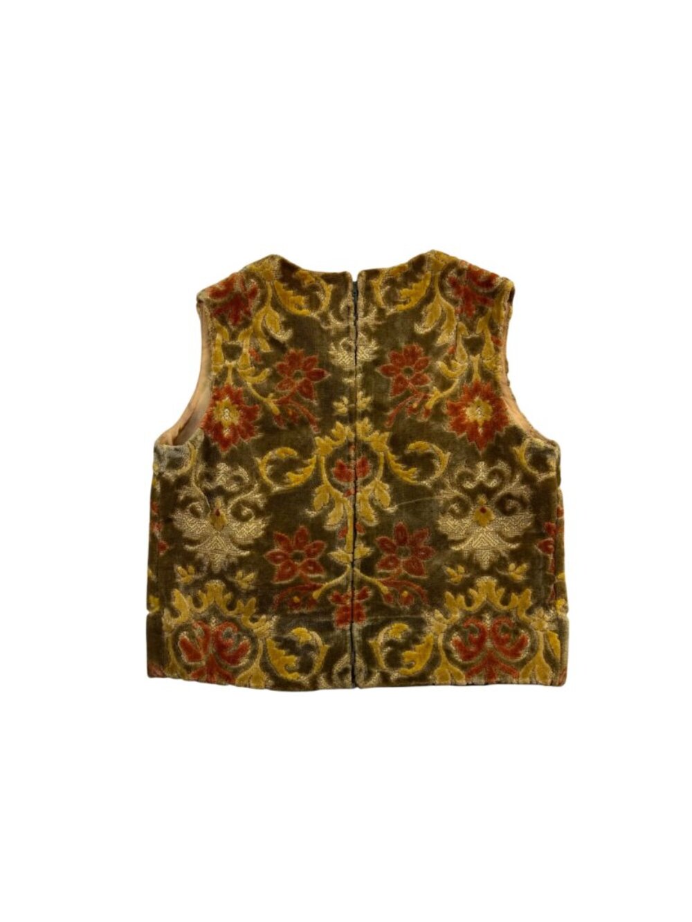 Vintage Womens Multi-Color Tapestry Sleeveless Vest Floral Medieval Style Size 1 - Picture 3 of 8